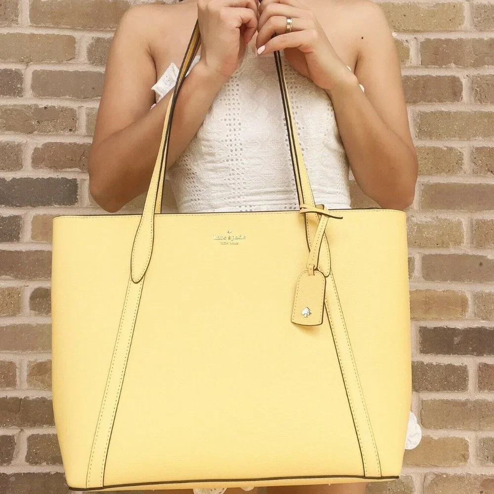 Kate Spade Large Tote Top Zip Shoulder Bag Yellow - Picture 4 of 4